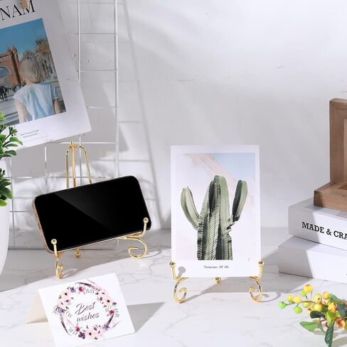 10 Pack 4 Inch Iron Plate Stands for Display, Plate Holder Display Stand, Gold Easel Stands for Photo, Picture Frame, Decorative Plate, Dish, Book and Tabletop Art (Gold, 4 Inch) in Saudi Arabia