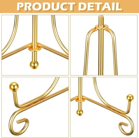 10 Pack 4 Inch Iron Plate Stands for Display, Plate Holder Display Stand, Gold Easel Stands for Photo, Picture Frame, Decorative Plate, Dish, Book and Tabletop Art (Gold, 4 Inch) in Saudi Arabia