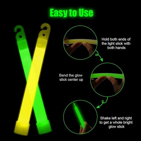 25 قطعة من أعواد التوهج بألوان النيون للأطفال، 6 بوصات كبيرة جدًا من العصي المتوهجة الساطعة مع خطاف وثقب، تتوهج في حزم الحفلات المظلمة للتخييم، معدات البقاء على قيد الحياة، انقطاع التيار الكهربائي، هدايا الحفلات in Kuwait