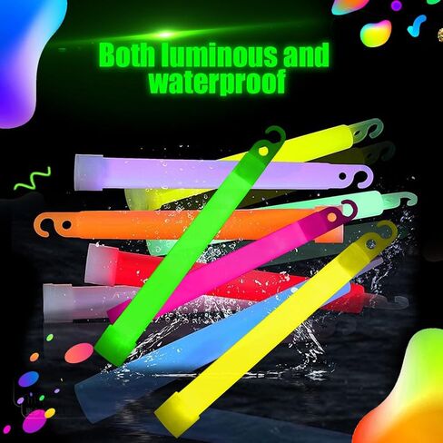 25 قطعة من أعواد التوهج بألوان النيون للأطفال، 6 بوصات كبيرة جدًا من العصي المتوهجة الساطعة مع خطاف وثقب، تتوهج في حزم الحفلات المظلمة للتخييم، معدات البقاء على قيد الحياة، انقطاع التيار الكهربائي، هدايا الحفلات in Kuwait