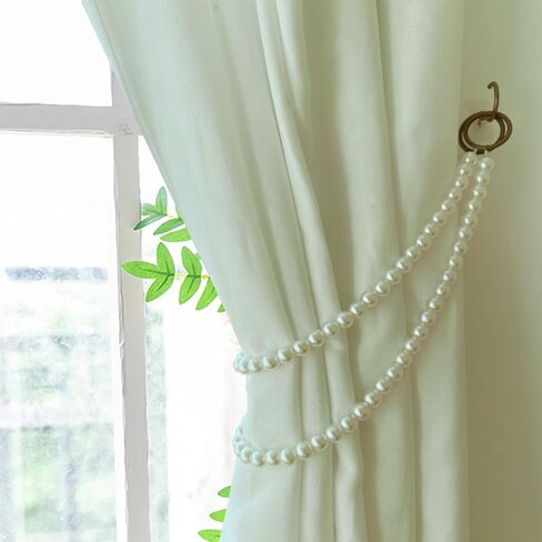 ZILucky Set of 2 Curtain Tie Backs, Elegant Pearl Tiebacks, Handmade Window Treatment, Classical Romantic Style Decor Accessories (White-Style2) in Saudi Arabia