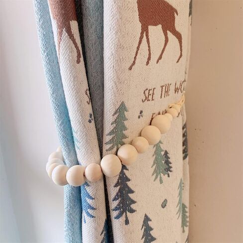 أربطة ستائر من الخرز الخشبي، حوامل ستائر مع خطافات، تستخدم لستائر النوافذ الرقيقة أو السميكة، حوامل ستائر، ظهر ربطات خرز خشبية للمكتب المنزلي وإكسسوارات تزيين المزرعة in Kuwait