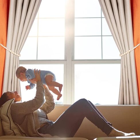 أربطة ستائر من الخرز الخشبي، حوامل ستائر مع خطافات، تستخدم لستائر النوافذ الرقيقة أو السميكة، حوامل ستائر، ظهر ربطات خرز خشبية للمكتب المنزلي وإكسسوارات تزيين المزرعة in Kuwait