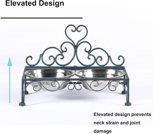 وحدة تغذية مرتفعة للحيوانات الأليفة للكلاب والقطط الصغيرة، أطباق مزدوجة من الفولاذ المقاوم للصدأ للطعام والماء مع حامل، باللون الأزرق المتعثر in Kuwait