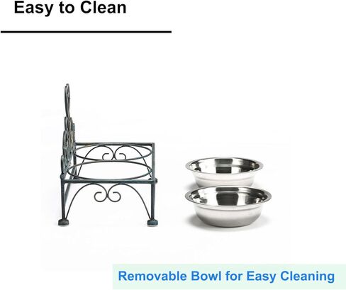 وحدة تغذية مرتفعة للحيوانات الأليفة للكلاب والقطط الصغيرة، أطباق مزدوجة من الفولاذ المقاوم للصدأ للطعام والماء مع حامل، باللون الأزرق المتعثر in Kuwait