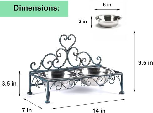 وحدة تغذية مرتفعة للحيوانات الأليفة للكلاب والقطط الصغيرة، أطباق مزدوجة من الفولاذ المقاوم للصدأ للطعام والماء مع حامل، باللون الأزرق المتعثر in Kuwait