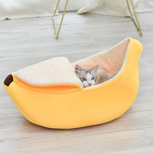 TITA-DONG Cute Banana Cat Bed House,Warm Soft Punny Dogs Sofa Sleeping Playing Resting Banana Bed,Lovely Pet Supplies for Cats Small Dog Rabbit in Saudi Arabia