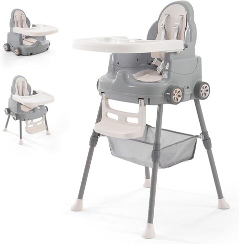 كرسي مرتفع للأطفال، قابل للتعديل وقابل للتحويل 3 في 1، كراسي عالية للأطفال الصغار، كرسي تغذية للأطفال الصغار، حزام أمان من 5 نقاط، صينية قابلة للإزالة ووسادة من البولي يوريثان (وردي) in Kuwait