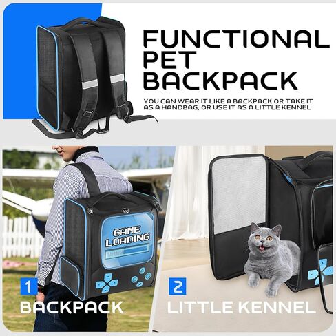 XMUXI Comfortable Pet Backpack for Carrying Cats Dogs up to 22lbs, Cat Carrier Backpack, Dog Backpack Carrier for Walking Biking Travel for Puppies Medium Cats Rabbits Small Animals in Kuwait