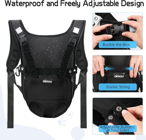 Pet Dog Carrier Backpack, Aimou Adjustable Hands-Free Doggie Front Pack Safety Travel Bag, Breathable Legs & Tail Out for Traveling Hiking Camping for Small Medium Dogs Cats Puppies, Black Large in Kuwait