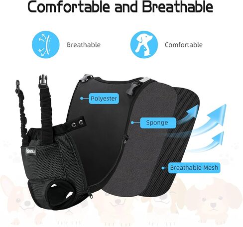 Pet Dog Carrier Backpack, Aimou Adjustable Hands-Free Doggie Front Pack Safety Travel Bag, Breathable Legs & Tail Out for Traveling Hiking Camping for Small Medium Dogs Cats Puppies, Black Large in Kuwait