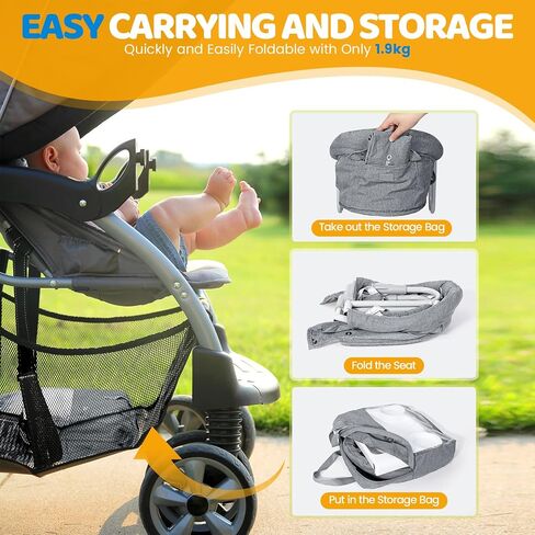 Orzbow Hook On High Chair, Portable Table Highchair Seat for Babies & Toddlers 6-36 Months, Collapsible Clip On Counter High Chair with Carry Bag for Travel, Home and Restaurant, Easy Clean, Gray | ﻿ Portable Table Highchair Seat , Collapsible Clip On Cou in Saudi Arabia