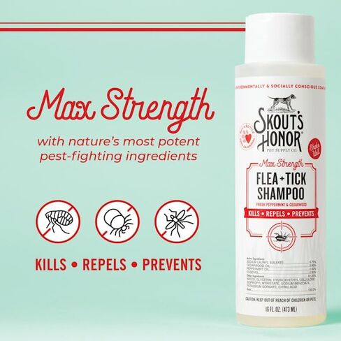 SKOUT'S HONOR: Flea + Tick Shampoo with Natural Cedarwood and Peppermint Essential Oils, 16 oz. in Saudi Arabia