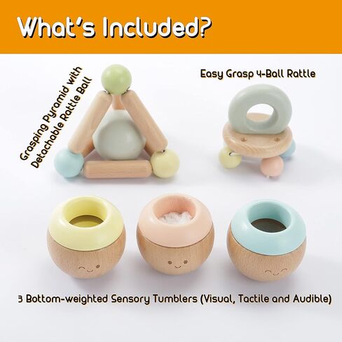 ألعاب مونتيسوري ماما الحسية ألعاب التسنين للأطفال وخشخيشة الأطفال | الصندوق الحسي لألعاب الأطفال 6 أشهر وألعاب الرضع 6 أشهر | ألعاب التوحد الحسية ألعاب حديثي الولادة | ألعاب حسية للأطفال هدايا الطفل in Kuwait