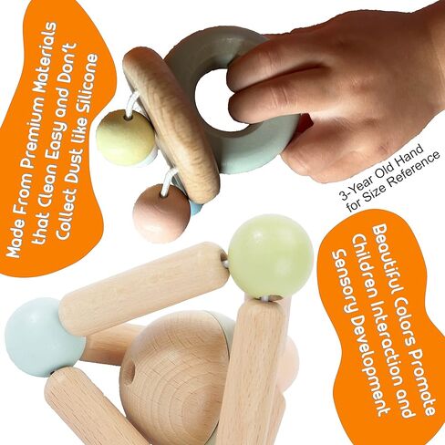 ألعاب مونتيسوري ماما الحسية ألعاب التسنين للأطفال وخشخيشة الأطفال | الصندوق الحسي لألعاب الأطفال 6 أشهر وألعاب الرضع 6 أشهر | ألعاب التوحد الحسية ألعاب حديثي الولادة | ألعاب حسية للأطفال هدايا الطفل in Kuwait