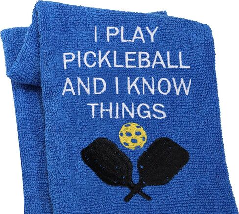 LEVLO Funny Pickleball Gifts I Play Pickleball and I Know Things Towles for Pickleball Lovers Embroidered Vintage Towel (I Play Pickleball and I Know Things) in Saudi Arabia