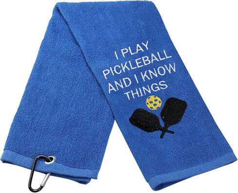 LEVLO Funny Pickleball Gifts I Play Pickleball and I Know Things Towles for Pickleball Lovers Embroidered Vintage Towel (I Play Pickleball and I Know Things) in Saudi Arabia