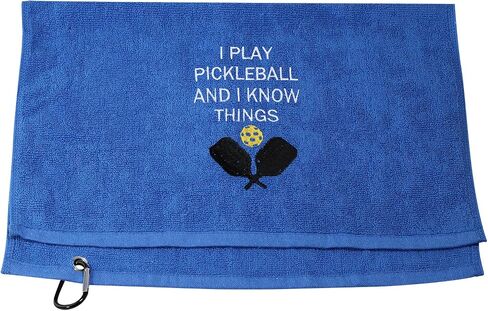 LEVLO Funny Pickleball Gifts I Play Pickleball and I Know Things Towles for Pickleball Lovers Embroidered Vintage Towel (I Play Pickleball and I Know Things) in Saudi Arabia
