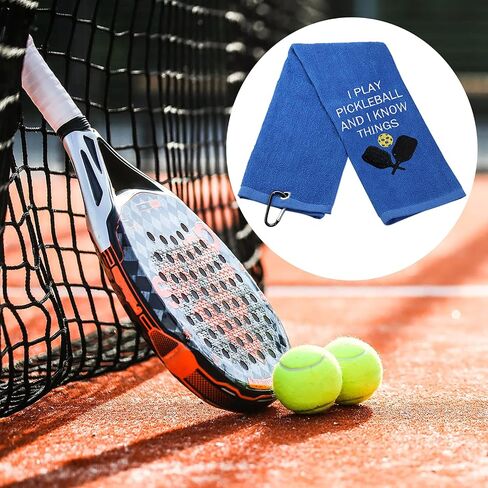 LEVLO Funny Pickleball Gifts I Play Pickleball and I Know Things Towles for Pickleball Lovers Embroidered Vintage Towel (I Play Pickleball and I Know Things) in Saudi Arabia
