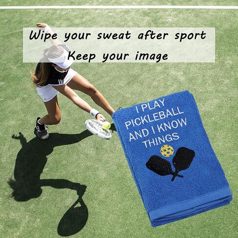 LEVLO Funny Pickleball Gifts I Play Pickleball and I Know Things Towles for Pickleball Lovers Embroidered Vintage Towel (I Play Pickleball and I Know Things) in Saudi Arabia