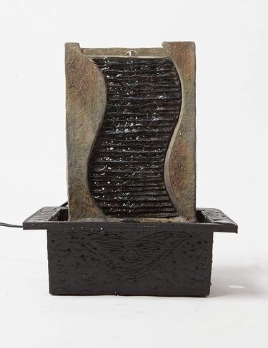 سينهيجو نافورة مياه داخلية لسطح الطاولة من زين بتصميم شلال فينغ شوي لتزيين المنزل وكقطعة مركزية للطاولة وهدايا الاسترخاء مع مصابيح LED مقاس 27 سم in Kuwait