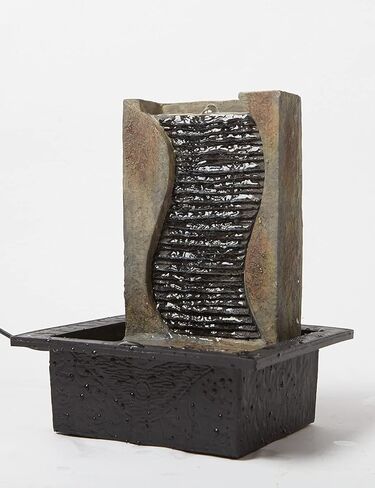 سينهيجو نافورة مياه داخلية لسطح الطاولة من زين بتصميم شلال فينغ شوي لتزيين المنزل وكقطعة مركزية للطاولة وهدايا الاسترخاء مع مصابيح LED مقاس 27 سم in Kuwait