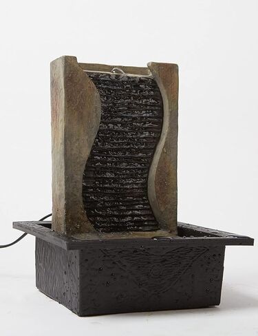 سينهيجو نافورة مياه داخلية لسطح الطاولة من زين بتصميم شلال فينغ شوي لتزيين المنزل وكقطعة مركزية للطاولة وهدايا الاسترخاء مع مصابيح LED مقاس 27 سم in Kuwait