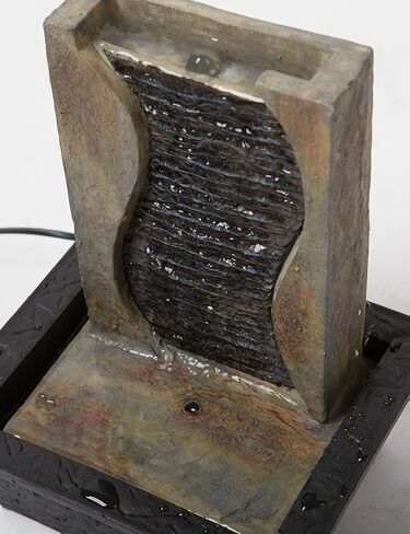 سينهيجو نافورة مياه داخلية لسطح الطاولة من زين بتصميم شلال فينغ شوي لتزيين المنزل وكقطعة مركزية للطاولة وهدايا الاسترخاء مع مصابيح LED مقاس 27 سم in Kuwait