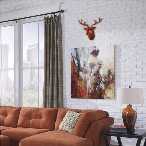 Keygift الغزلان رئيس جدار ديكور هندسي أسود الغزلان قرون الجدار النحت فو التحنيط الراتنج جدار الحيوان رئيس 19x7x17 بوصة in Kuwait