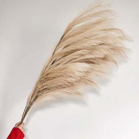 TuKLUT 60 بوصة/5 قدم 3 عبوات من عشب بامباس الاصطناعي طويل القامة مصنوع يدويًا بفروع بومباس كبيرة مزخرفة بحشو مزهرية أرضية لحفلات الزفاف بوهو ديكور المنزل، غير تساقط in Kuwait