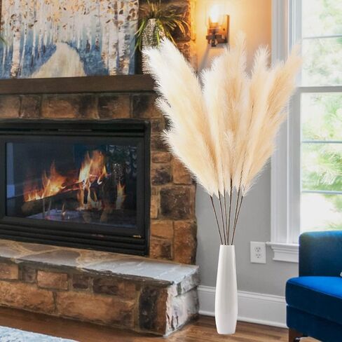 TuKLUT 60 بوصة/5 قدم 3 عبوات من عشب بامباس الاصطناعي طويل القامة مصنوع يدويًا بفروع بومباس كبيرة مزخرفة بحشو مزهرية أرضية لحفلات الزفاف بوهو ديكور المنزل، غير تساقط in Kuwait