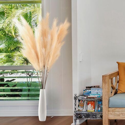 TuKLUT 60 بوصة/5 قدم 3 عبوات من عشب بامباس الاصطناعي طويل القامة مصنوع يدويًا بفروع بومباس كبيرة مزخرفة بحشو مزهرية أرضية لحفلات الزفاف بوهو ديكور المنزل، غير تساقط in Kuwait