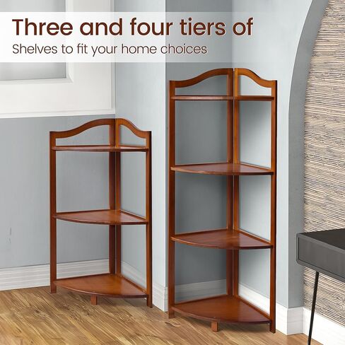 Renook 3 Tier Corner Shelf Stand - Bomboo Corner Shelves Display Rack with Anti-Corrosion Paint, 28.7" Tall Corner Bookshelf Organizer for Living Room Decor. in Kuwait