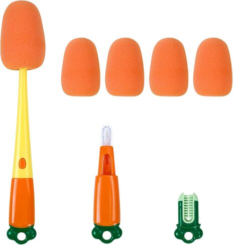 فرشاة تنظيف زجاجات الأطفال من مومو، إسفنجة قابلة لإعادة الاستخدام، فرشاة لتنظيف زجاجات الأطفال، منظف للحلمات in Kuwait