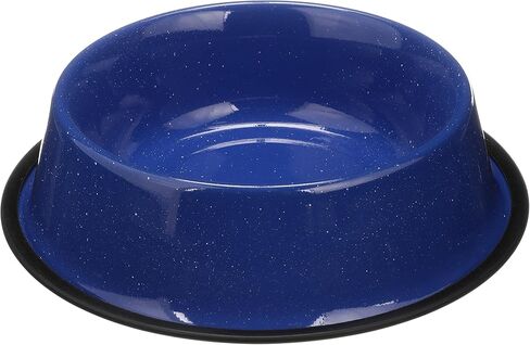 Neater Pet Brands - Outdoor Camping Style Pet Bowl - Enamel Ware Blue Black Granite Colors - Dog Cat No Tip Skid Bowls (16 oz, Black) in Kuwait