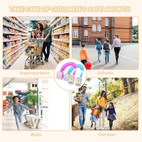 زمام امان للاطفال الصغار مضاد للضياع مع قفل حثي مغناطيسي، امن للرضع والاطفال، سلسلة شنطة ظهر للاطفال، حزام امان للاطفال (زهري + ازرق) in Kuwait