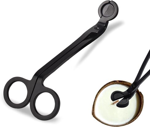 STNRST-IN أداة تشذيب فتيل الشموع، مقص شموع من الفولاذ المقاوم للصدأ، قاطع فتيل شمعة أسود غير لامع، مقص شموع بعمق في الشموع لقطع الفتائل المستهلكة in Kuwait