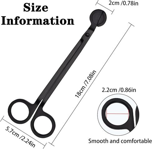 STNRST-IN أداة تشذيب فتيل الشموع، مقص شموع من الفولاذ المقاوم للصدأ، قاطع فتيل شمعة أسود غير لامع، مقص شموع بعمق في الشموع لقطع الفتائل المستهلكة in Kuwait