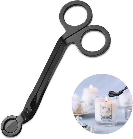 STNRST-IN أداة تشذيب فتيل الشموع، مقص شموع من الفولاذ المقاوم للصدأ، قاطع فتيل شمعة أسود غير لامع، مقص شموع بعمق في الشموع لقطع الفتائل المستهلكة in Kuwait