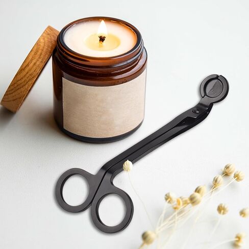 STNRST-IN أداة تشذيب فتيل الشموع، مقص شموع من الفولاذ المقاوم للصدأ، قاطع فتيل شمعة أسود غير لامع، مقص شموع بعمق في الشموع لقطع الفتائل المستهلكة in Kuwait