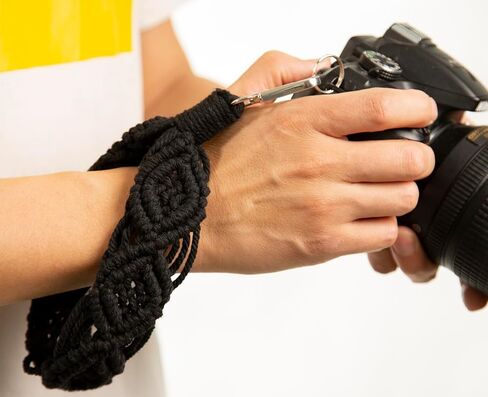 حزام معصم للكاميرا من Clysuply Boho Macrame، حزام يد للكاميرا الآمنة السريعة، حزام يد للكاميرا in Kuwait