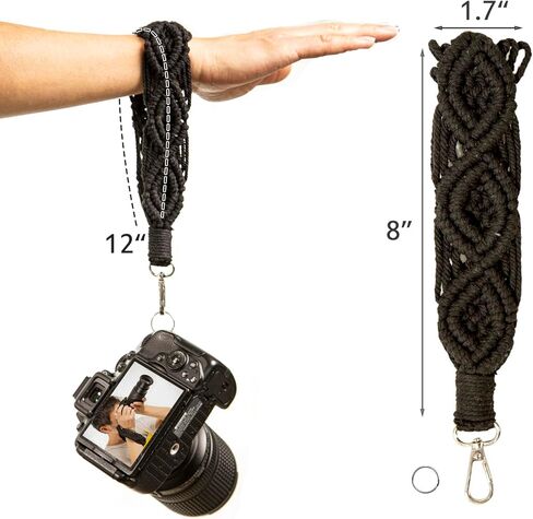 حزام معصم للكاميرا من Clysuply Boho Macrame، حزام يد للكاميرا الآمنة السريعة، حزام يد للكاميرا in Kuwait