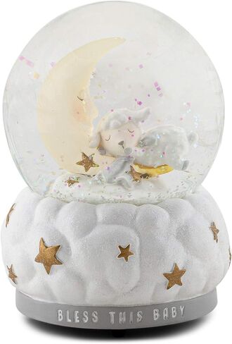 Lamb and Moon Bless Musical Snow Globe Plays Tune Twinkle Twinkle Little Star in Saudi Arabia