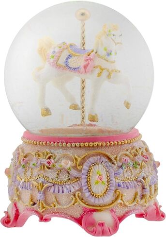 Gilded Gold Tone Cupid and Carousel Horse 100MM Musical Water Globe Plays Tune Unchained Melody in Kuwait