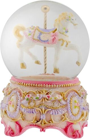 Gilded Gold Tone Cupid and Carousel Horse 100MM Musical Water Globe Plays Tune Unchained Melody in Kuwait