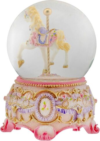 Gilded Gold Tone Cupid and Carousel Horse 100MM Musical Water Globe Plays Tune Unchained Melody in Kuwait