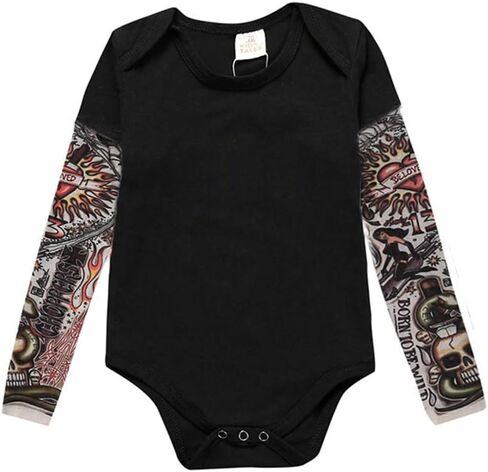Baby Boys Long Sleeves Mesh Tattoo Sleeves Bodysuit Outfit in Saudi Arabia