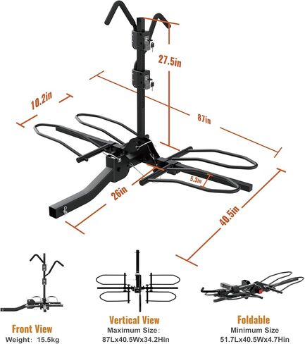 MARVOWARE 2'' Hitch Bike Rack for Cars, 2-Bike Electric Bike eBike Carrier for Standard, Fat Tire Bicycles, 160 lbs Capacity with Smart Tilting (Black) in Saudi Arabia