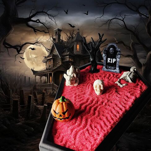 ديكور حديقة Coffin Zen من Aeepics لمكتب المكتب، هدايا قوطية للنساء، صينية مكتب للهالوين، تتضمن المجموعة هيكل عظمي لليقطين وشجرة الكلب وشاهد القبر وأشعل النار (Coffin ZG-A) in Kuwait