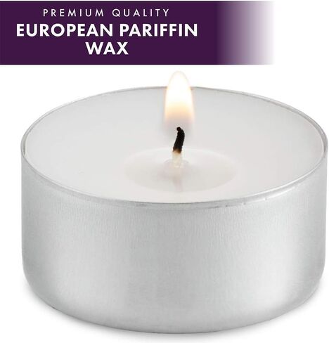 MontoPack Unscented White Tealight Candles Bulk [100] | 8 Hours of Smokeless, Dripless, Long Lasting Burning Paraffin Tea Lights | Small Votive Mini Candles for Home, Shabbat, Weddings & Emergencies in Kuwait